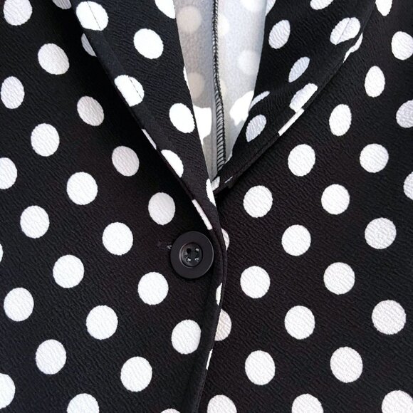 V&X Black & White Polka Dot Blazer 3/4 Sleeve Size Small - Picture 4 of 4